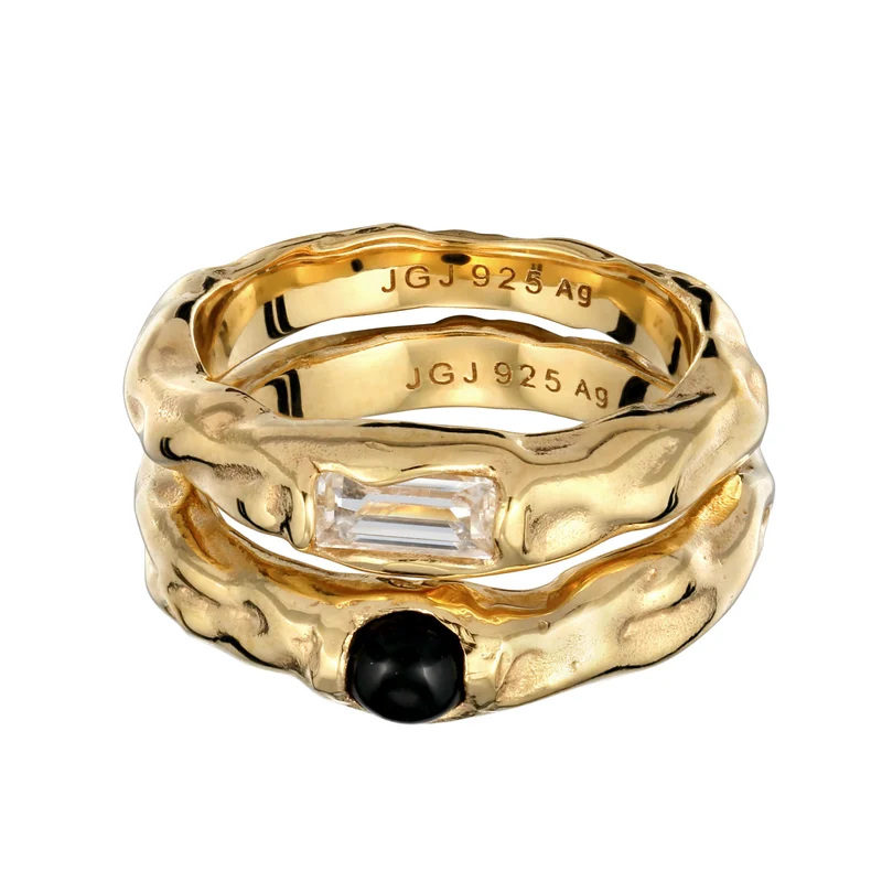 Ringset Melted | Onyx (Schwarz) & Topas (Weiß)
