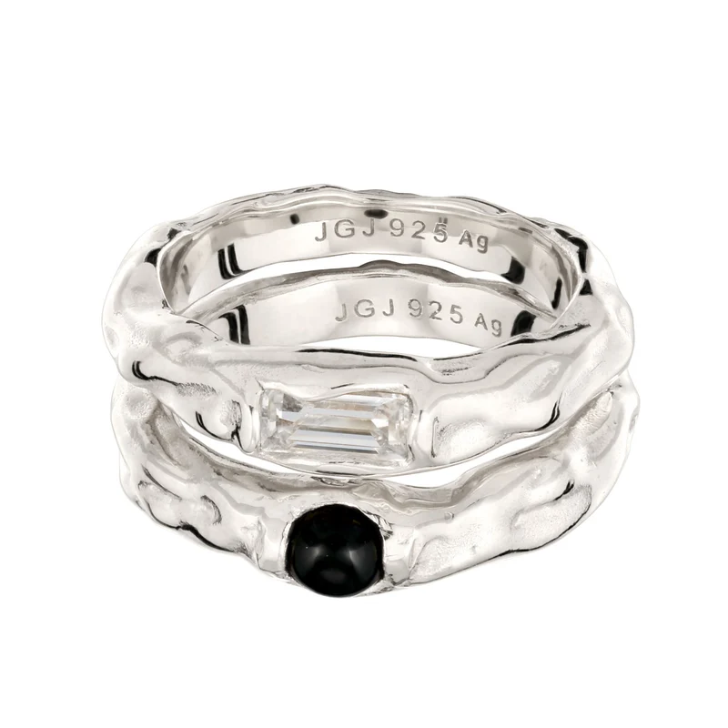 Ringset Melted | Onyx (Schwarz) & Topas (Weiß)