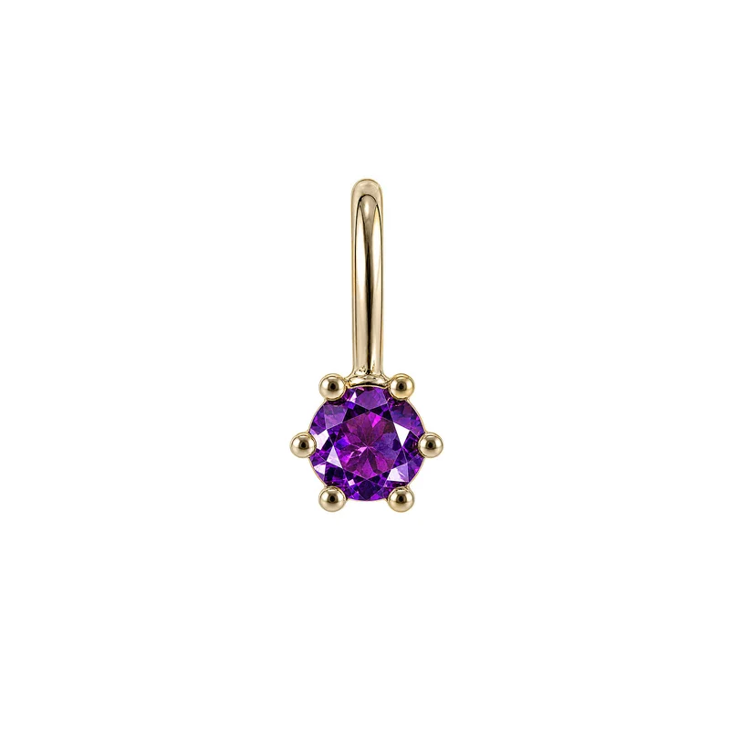Februar Amethyst Geburtsstein-Anhänger - 14 K Massivgold