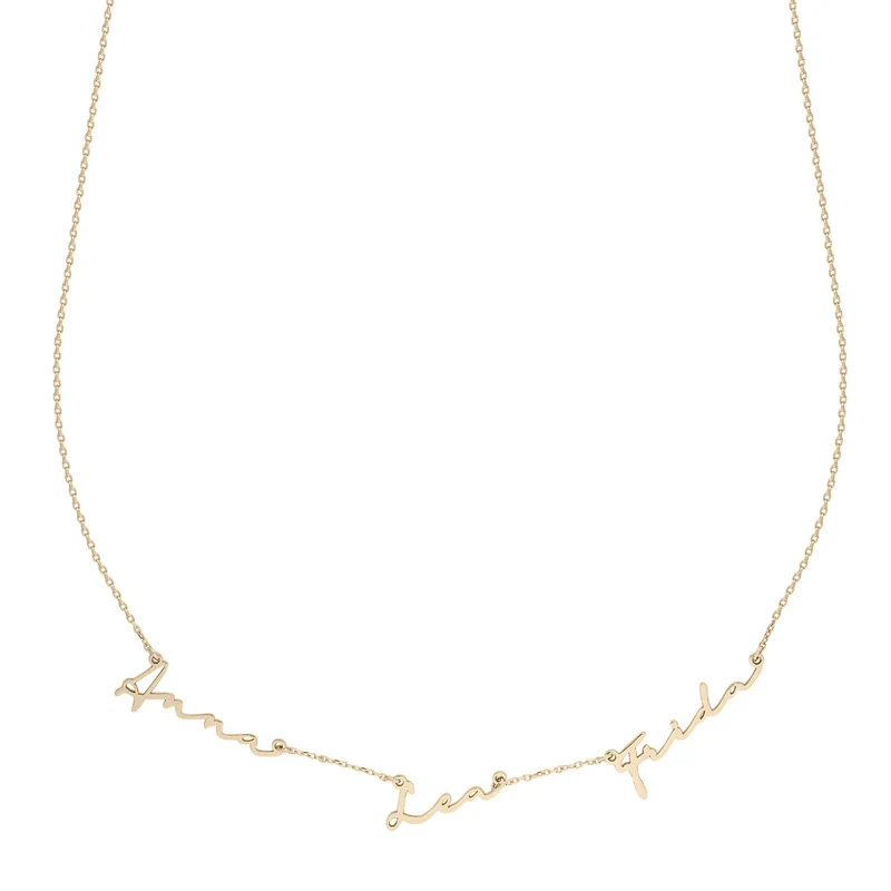 Familien-Namen-Halskette (3 Namen) - 14 K Massivgold