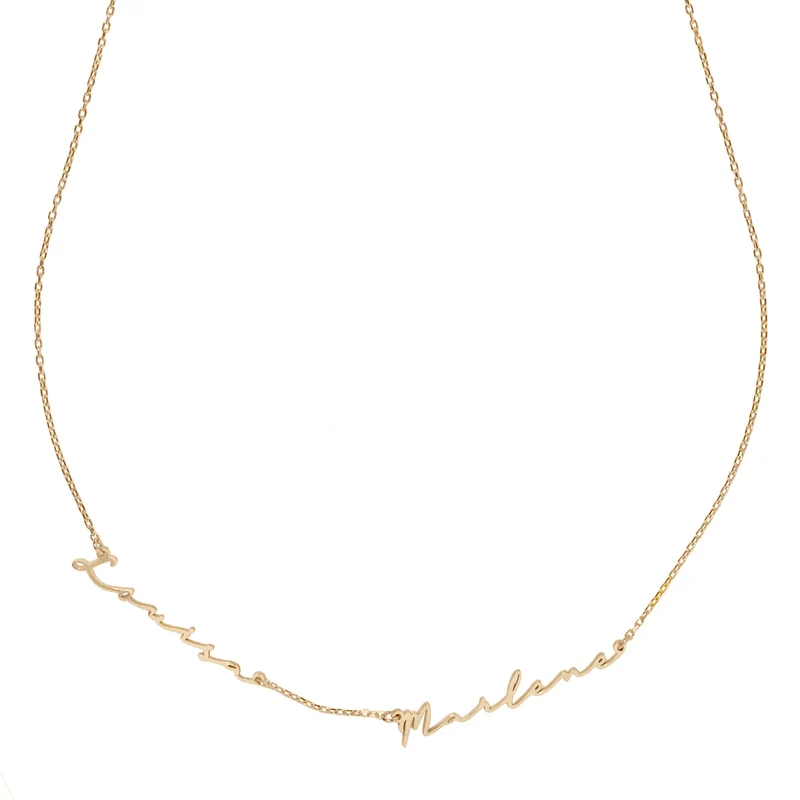 Familien-Namen-Halskette (2 Namen) - 14 K Massivgold