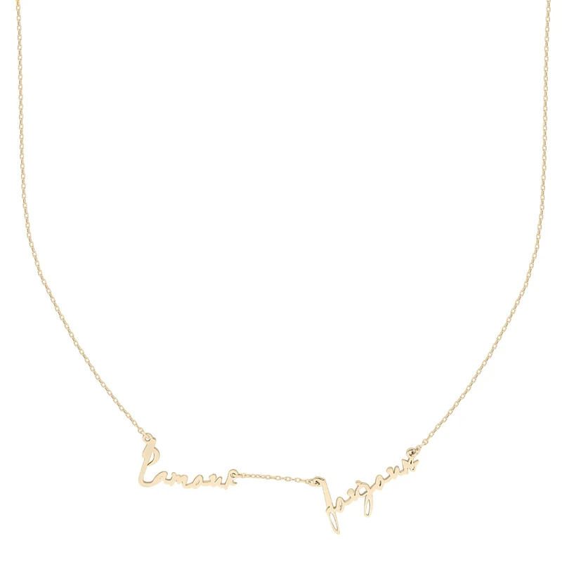 Familien-Namen-Halskette (2 Namen) - 14 K Massivgold