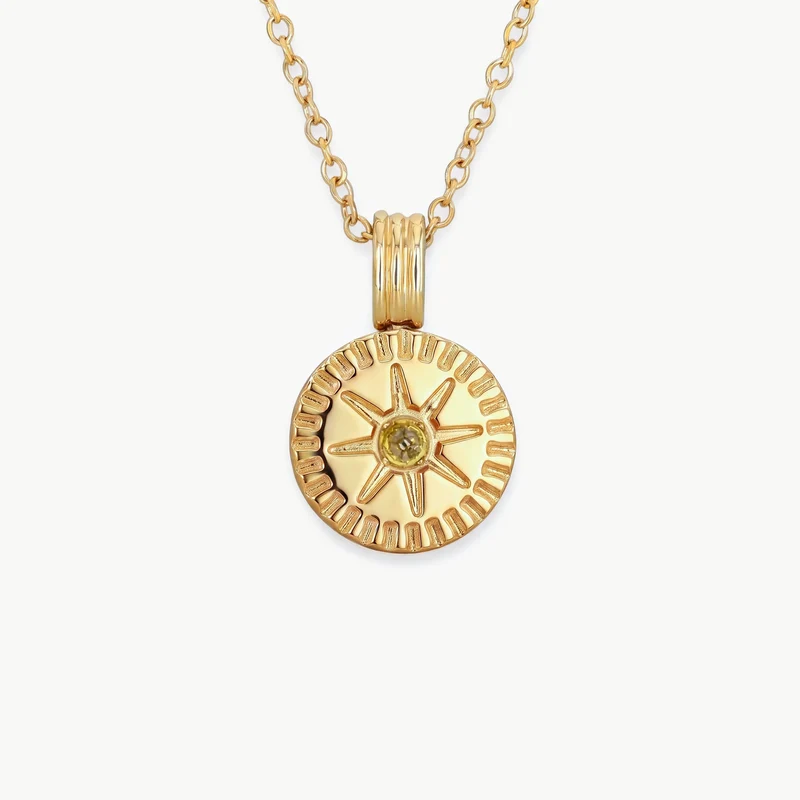 August Natural Birthstone Pendant Necklace