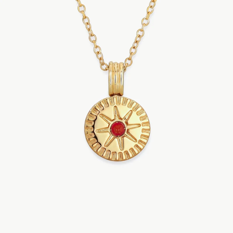 July Natural Birthstone Pendant Necklace