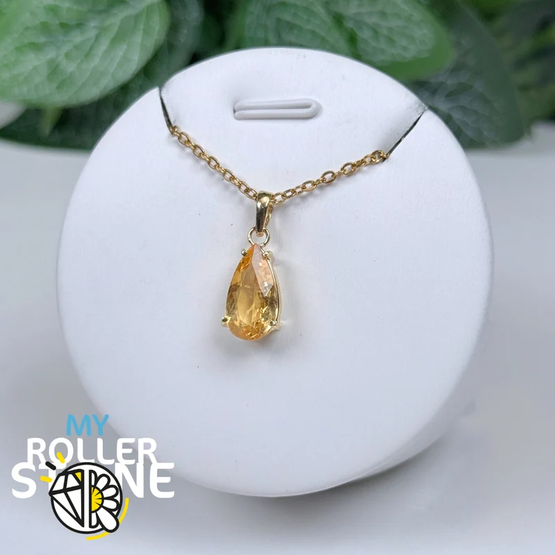 Anhänger aus brasilianischem Citrin und 925er Sterlingsilber mit 10 Mikron Goldplattierung #4