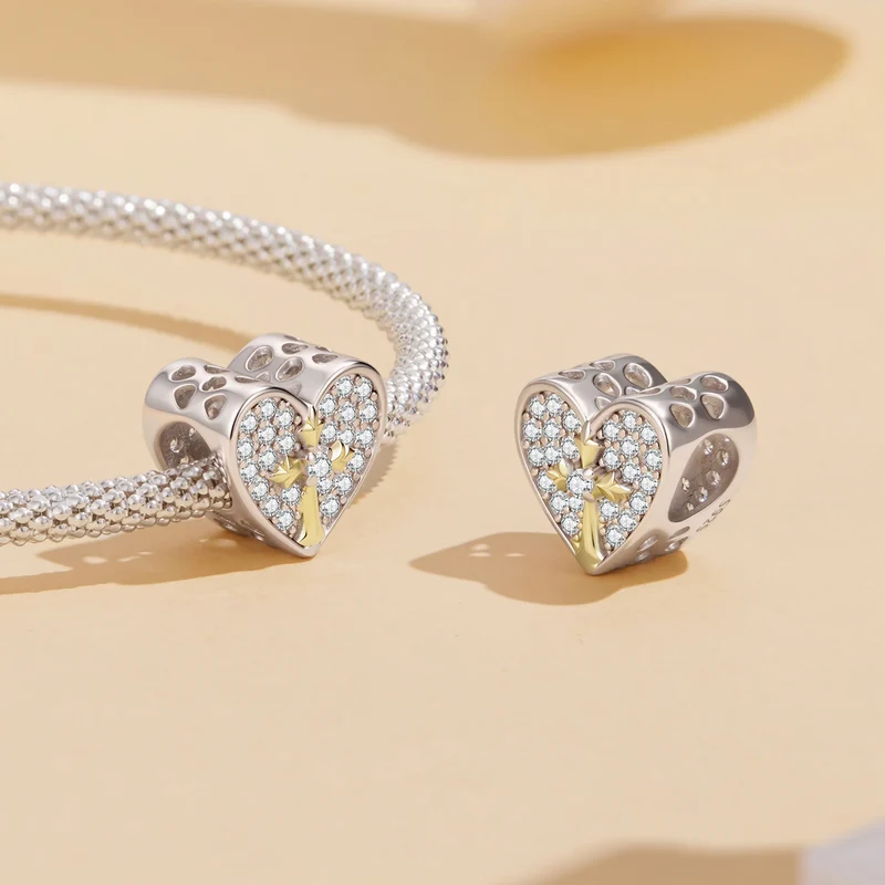Sparkling Heart & Cross Charm | GP CZ