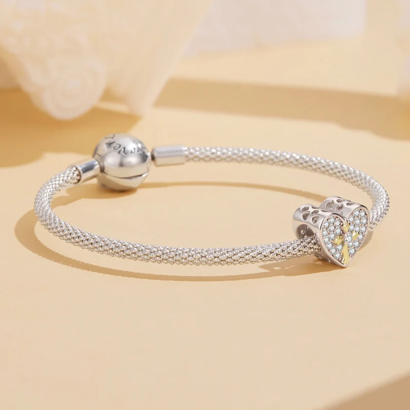 Sparkling Heart & Cross Charm | GP CZ