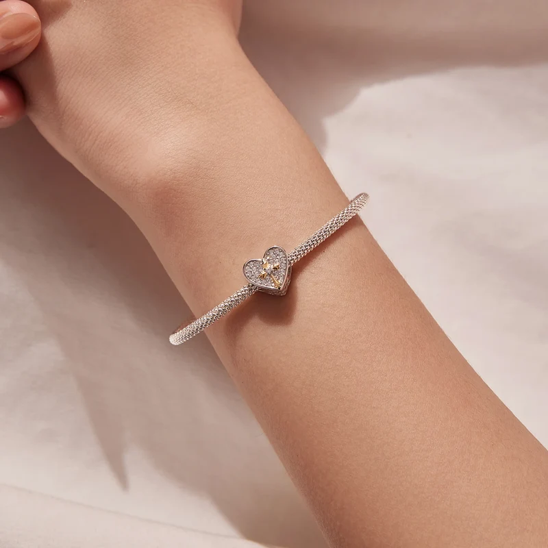 Sparkling Heart & Cross Charm | GP CZ
