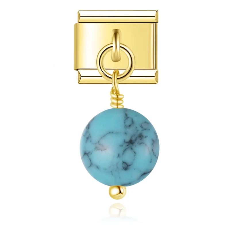 Anhänger blau marmorierte Perle