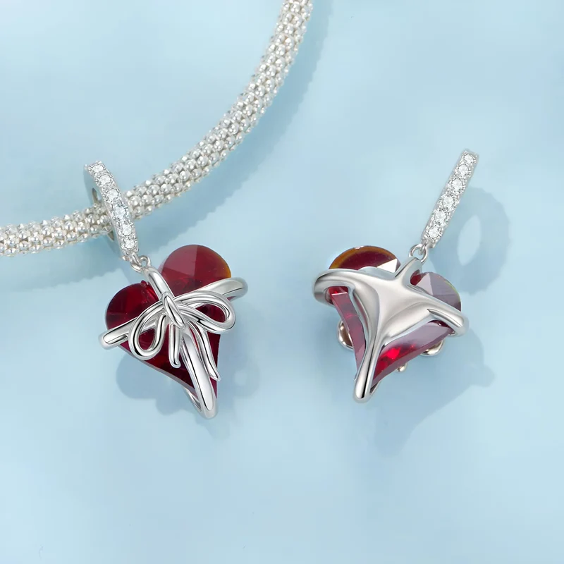 Bowknot Heart Dangle Charm | CZ