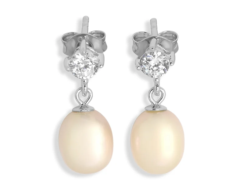 OHRSTECKER MIT PERLE OHRRINGE MIT ZIRKONIA & SÜßWASSERPERLE