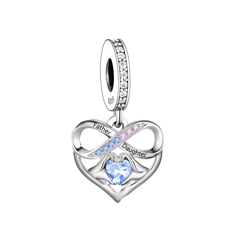 Father & Daughter Infinity Heart Dangle Charm | CZ