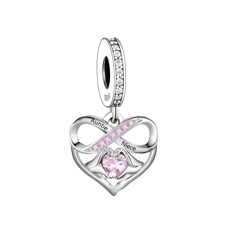 Auntie & Niece Infinity Heart Dangle Charm | CZ