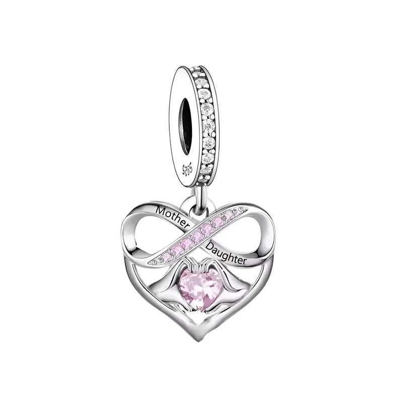 Mother & Daughter Infinity Heart Dangle Charm | CZ
