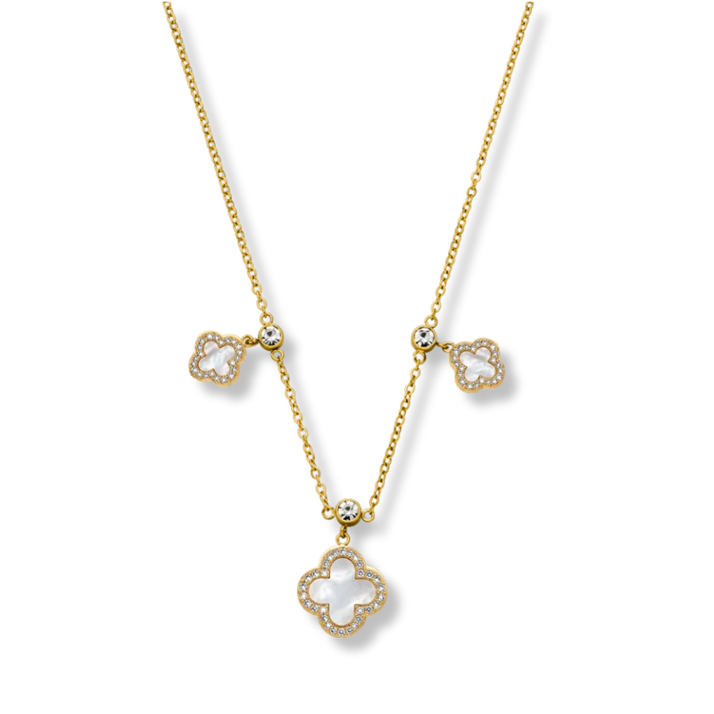 Perlmutt Soul Lucky Leaf Kette 14K Vergoldet