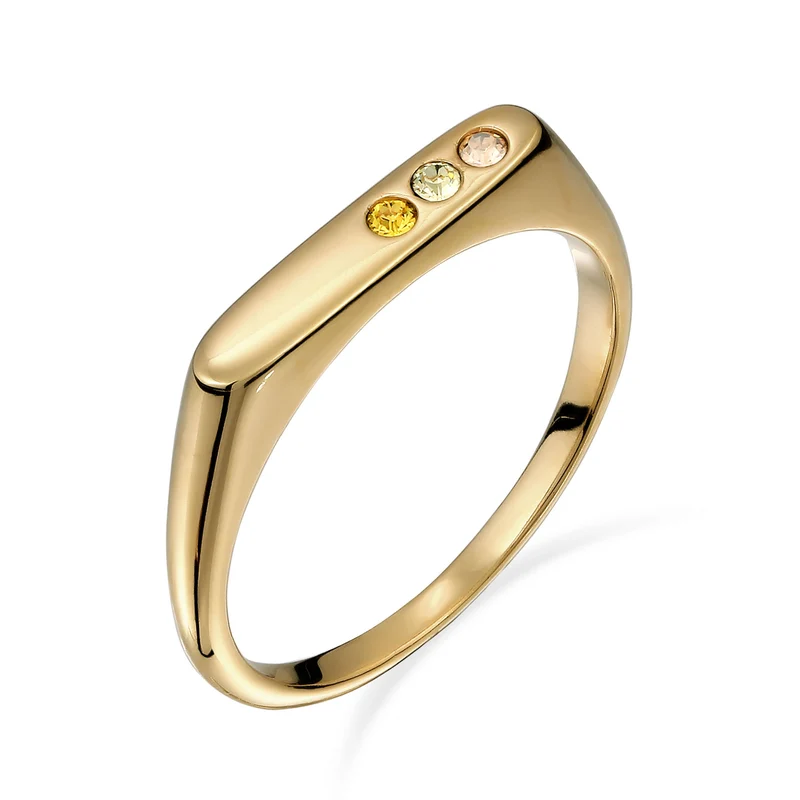 Ring Siegelring | Swarovski Kristalle & Glas Kristalle (Gold & Gelb)