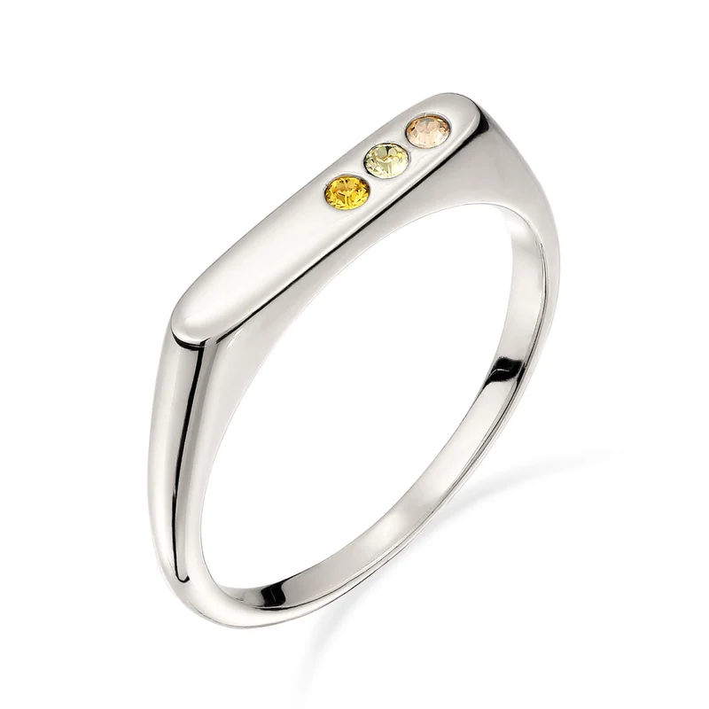 Ring Siegelring | Swarovski Kristalle & Glas Kristalle (Gold & Gelb)