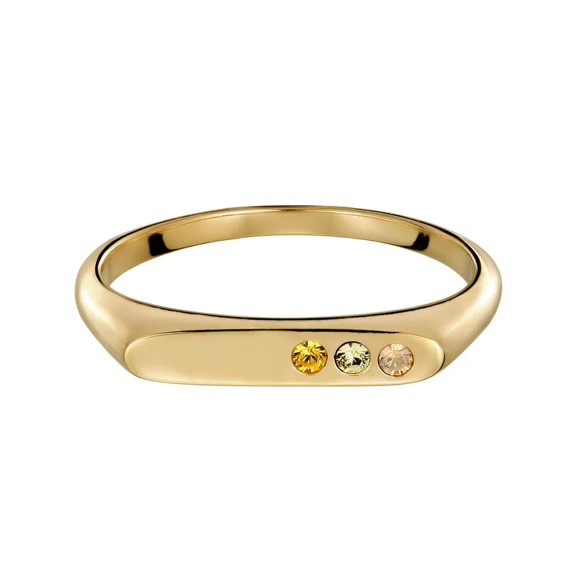 Ring Siegelring | Swarovski Kristalle & Glas Kristalle (Gold & Gelb)