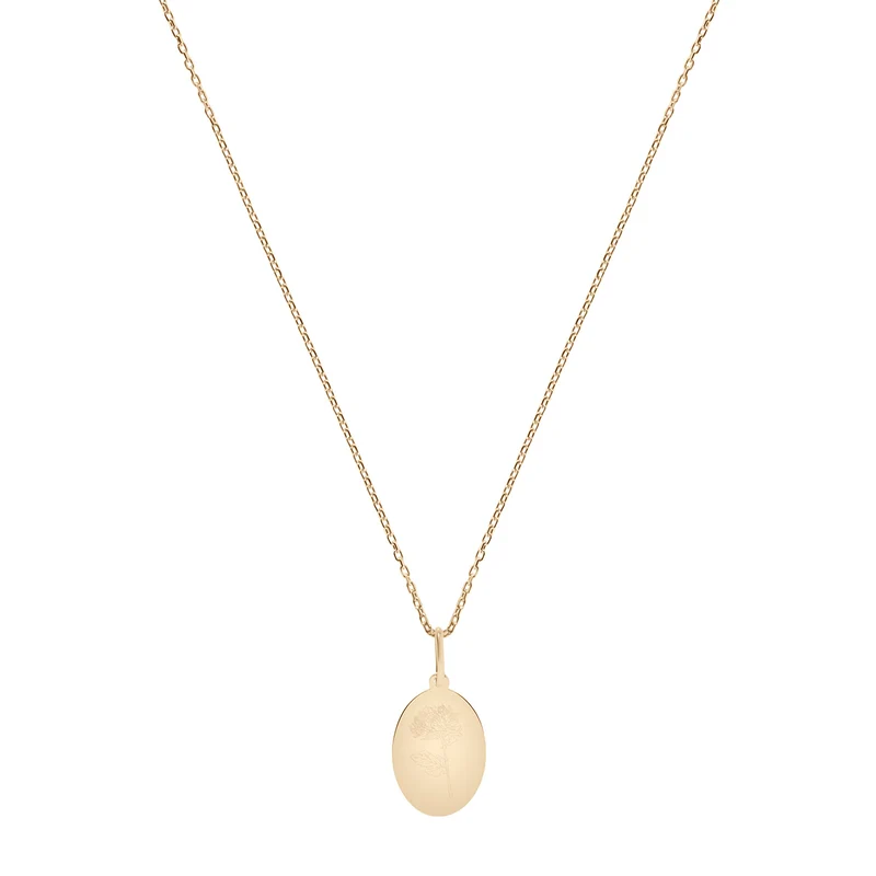 November Chrysantheme Geburtsblumen Halskette - 14 K Massivgold