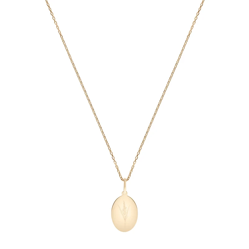 August Gladiole Geburtsblumen Halskette - 14 K Massivgold