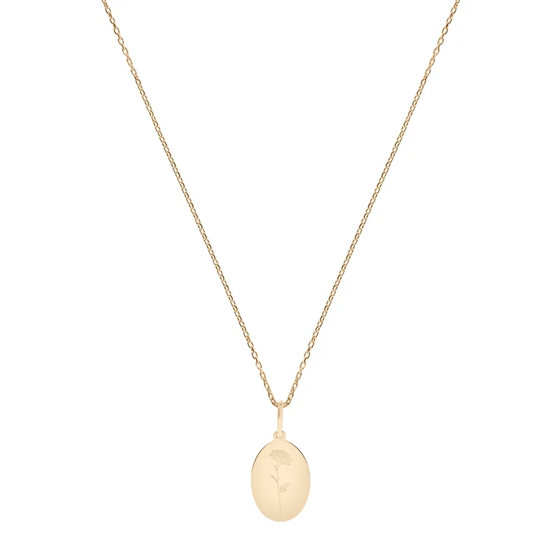 September Aster Geburtsblumen Halskette - 14 K Massivgold