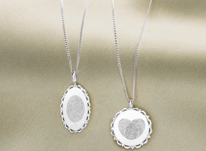 Vingerafdruk Vintage Oval Ketting - Zilver - Gepersonaliseerde Ketting