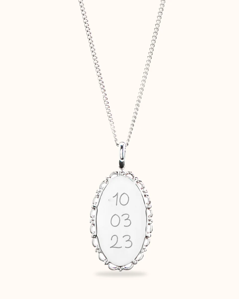 Vintage Oval Ketting met naam - Zilver - Gepersonaliseerde Ketting