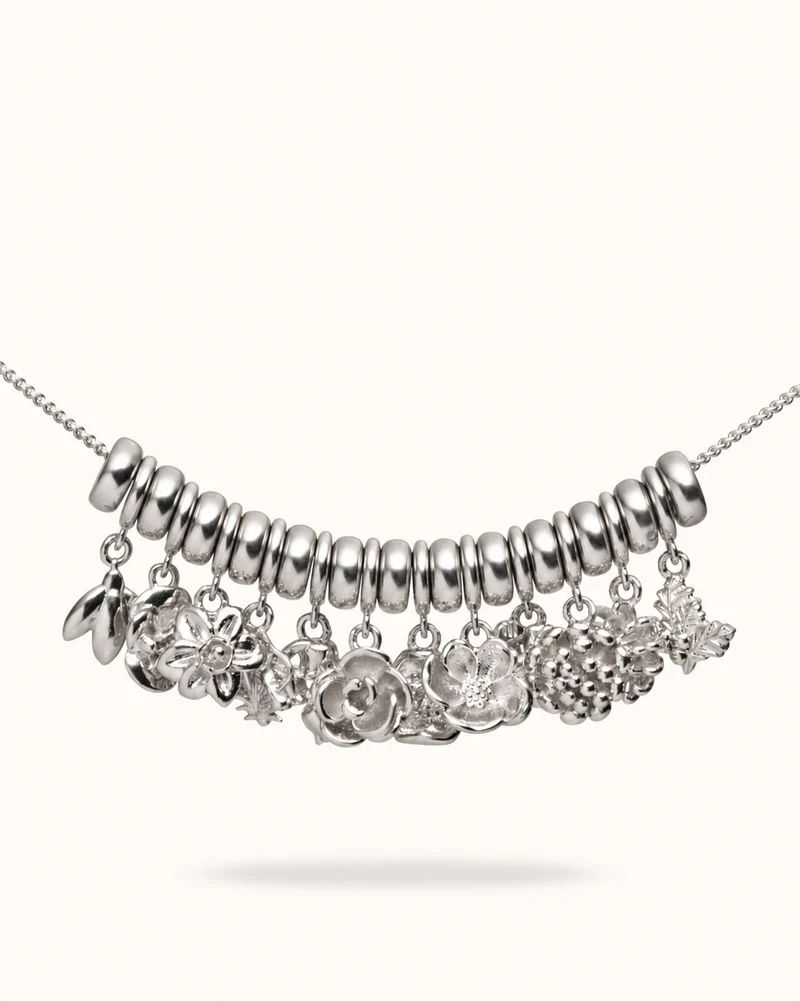 Geboortebloem Sliding Ketting - Sterling Zilver 925 - Gepersonaliseerde Ketting