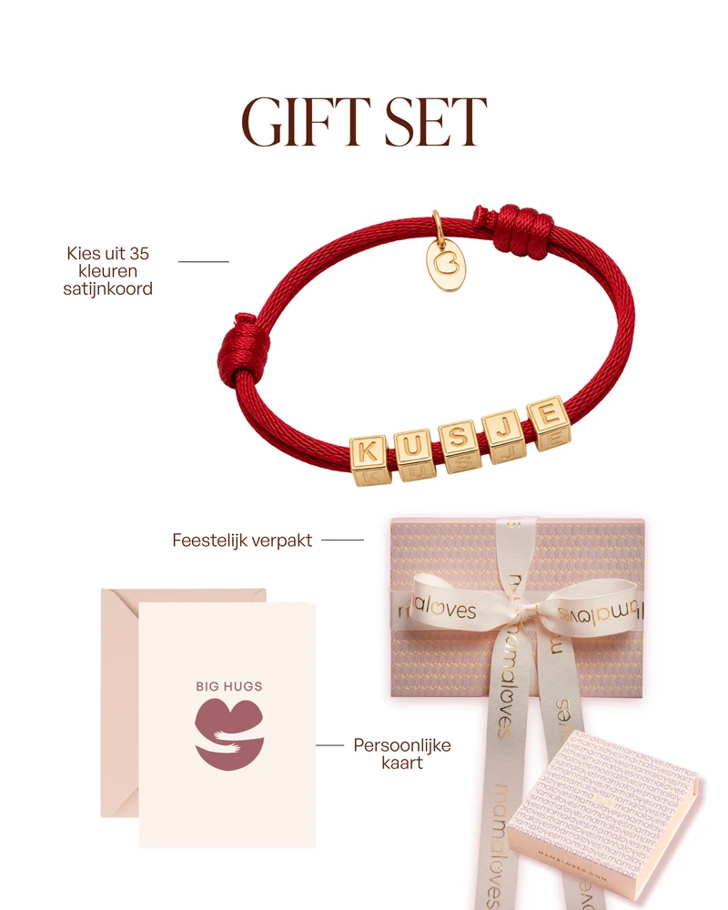 Cadeauset Kusje — MAMALOVES X HBN - Goudkleurig staal