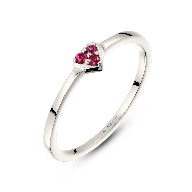 Ring Herz | Synthetischer Rubin (Pink)