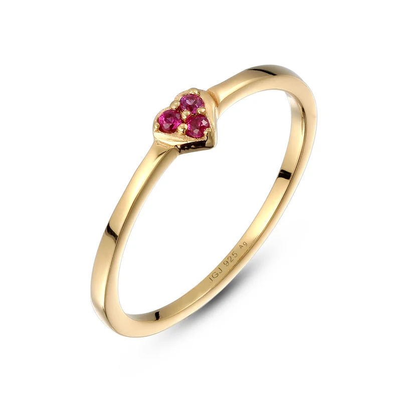Ring Herz | Synthetischer Rubin (Pink)