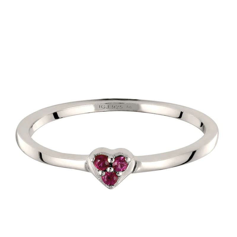 Ring Herz | Synthetischer Rubin (Pink)