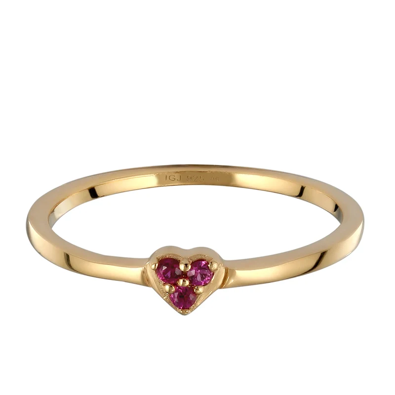 Ring Herz | Synthetischer Rubin (Pink)