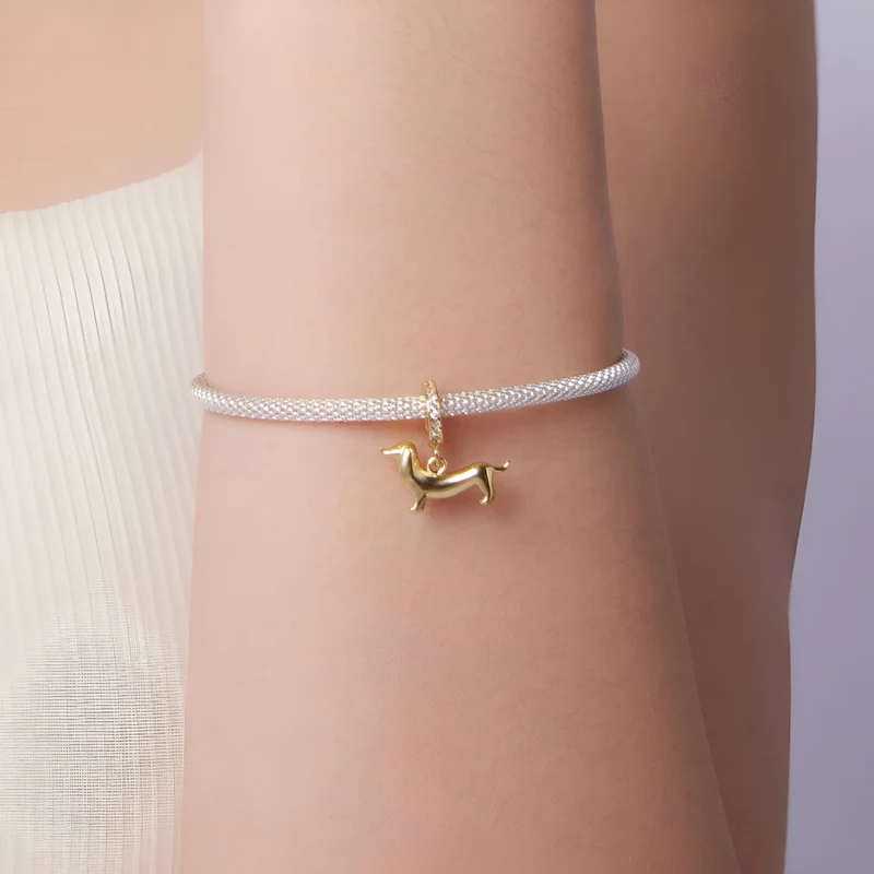 Gold Worsie Dangle Charm | CZ GP