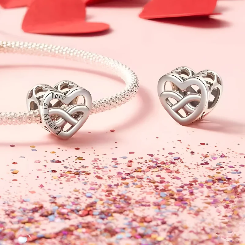Family Is Love Infinity Heart Charm