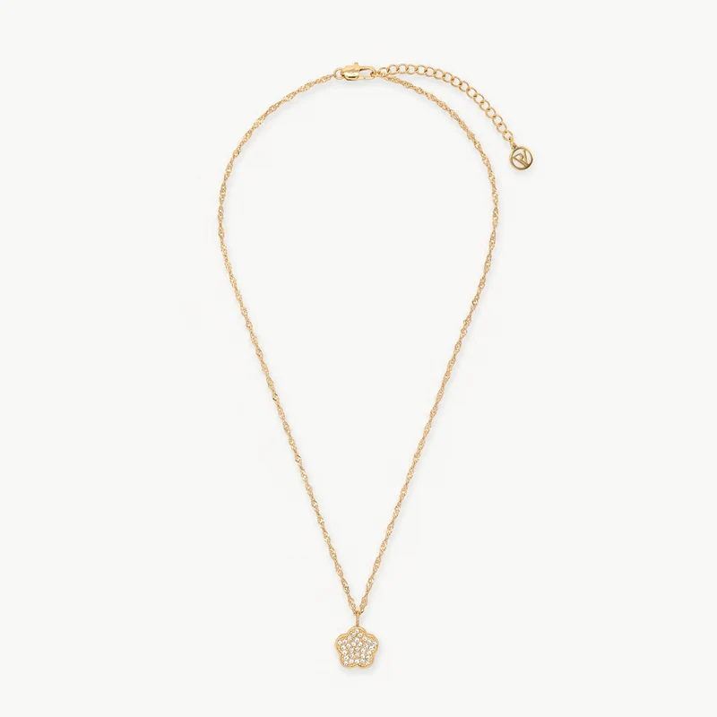 Sparkling Flower Engravable Necklace Gold