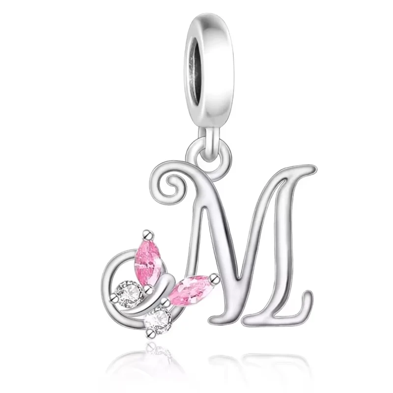 Pink Butterfly Alphabet A - Z Charms | CZ