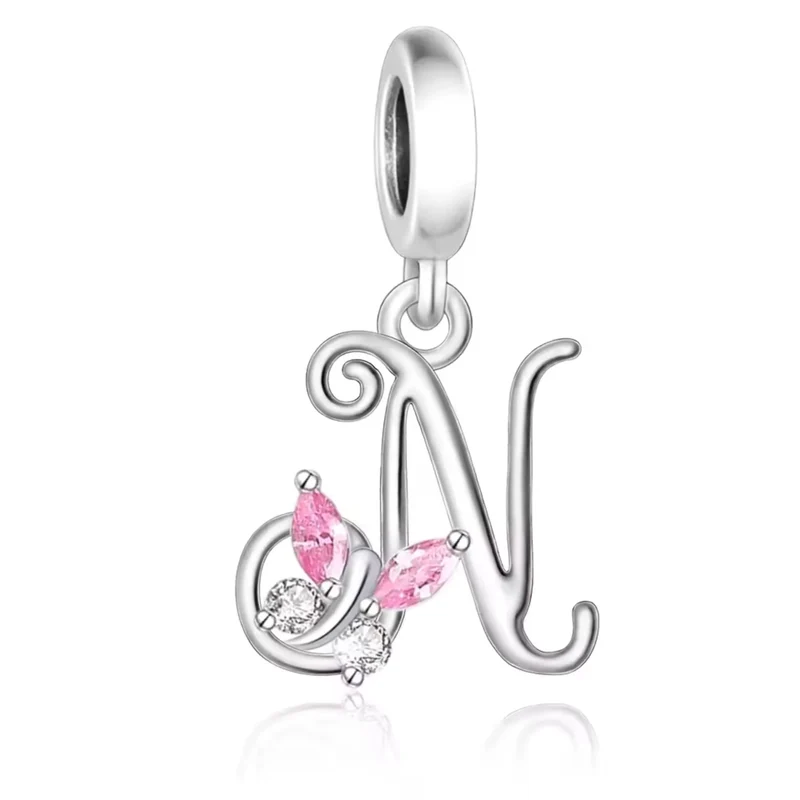 Pink Butterfly Alphabet A - Z Charms | CZ