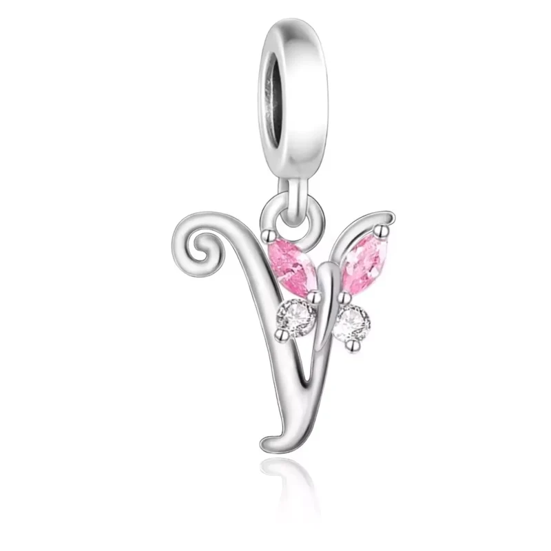 Pink Butterfly Alphabet A - Z Charms | CZ