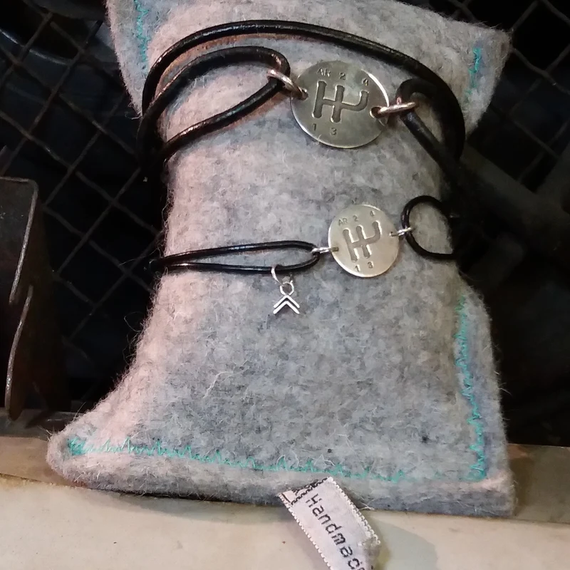 Gear Shift Pattern leather bracelet