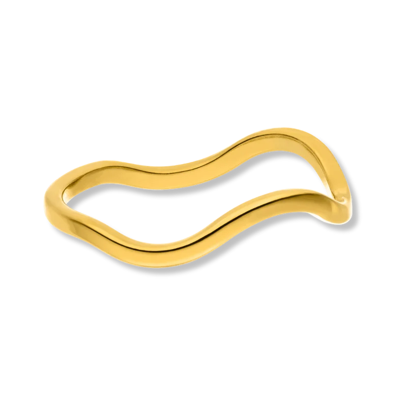 Simple Wave Ring 14K Vergoldet