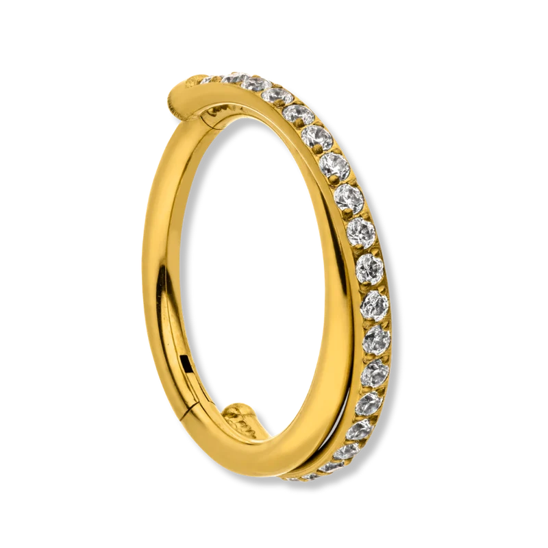 Crossed Pave Clicker Piercing - Titan