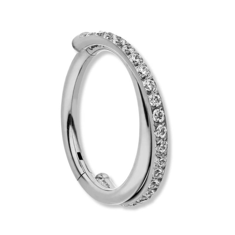 Crossed Pave Clicker Piercing - Titan