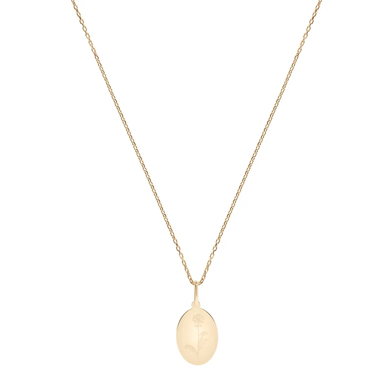 Oktober Ringelblume Geburtsblumen Halskette - 14 K Massivgold