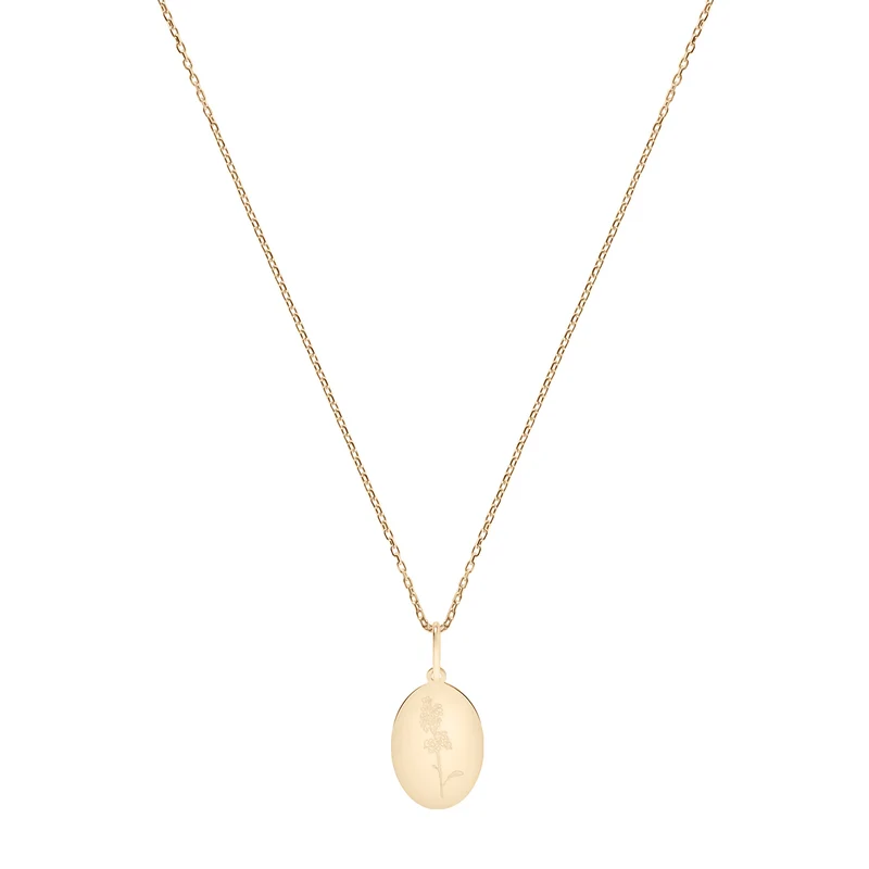 Juli Rittersporn Geburtsblumen Halskette - 14 K Massivgold