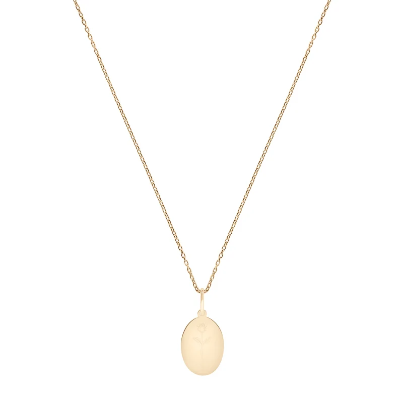 Juni Rose Geburtsblumen Halskette - 14 K Massivgold