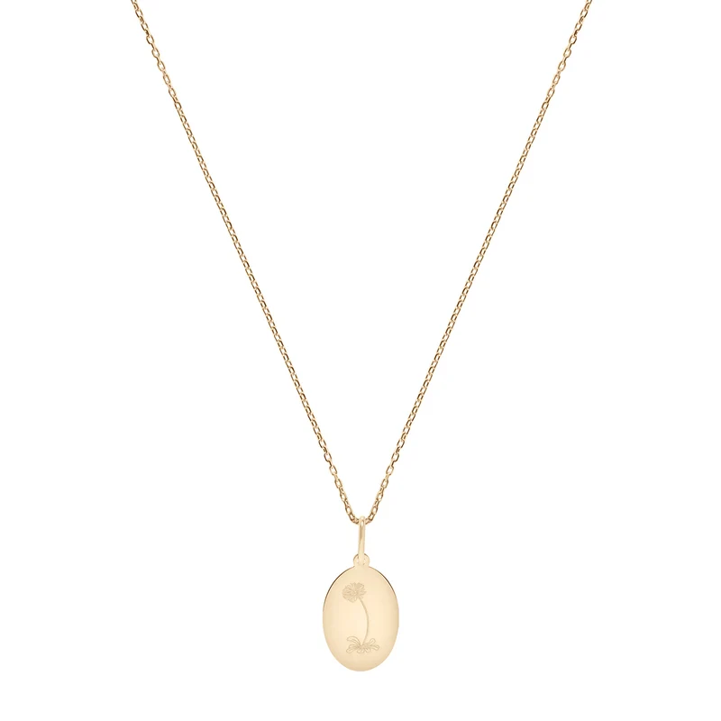 April Gänseblümchen Geburtsblumen Halskette - 14 K Massivgold