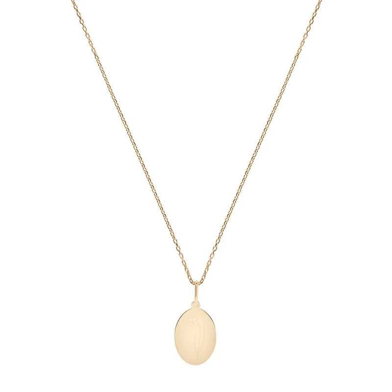 März Narzisse Geburtsblumen Halskette - 14 K Massivgold