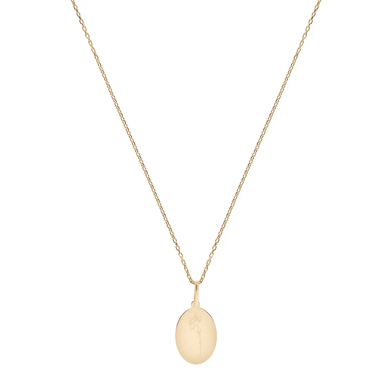 Januar Nelke Geburtsblumen Halskette - 14 K Massivgold
