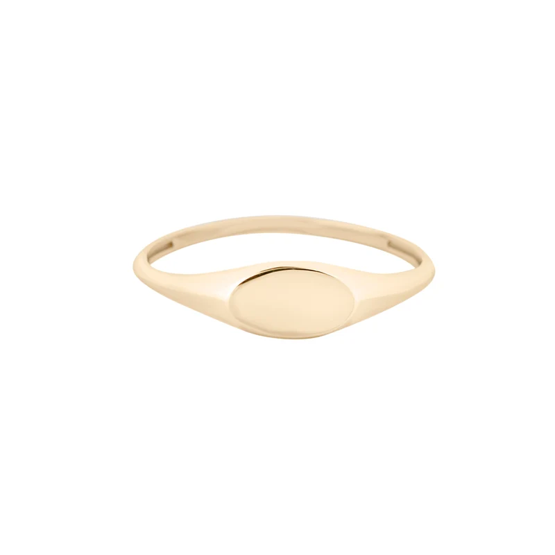 Plain Signet Ring - 14 K Massivgold